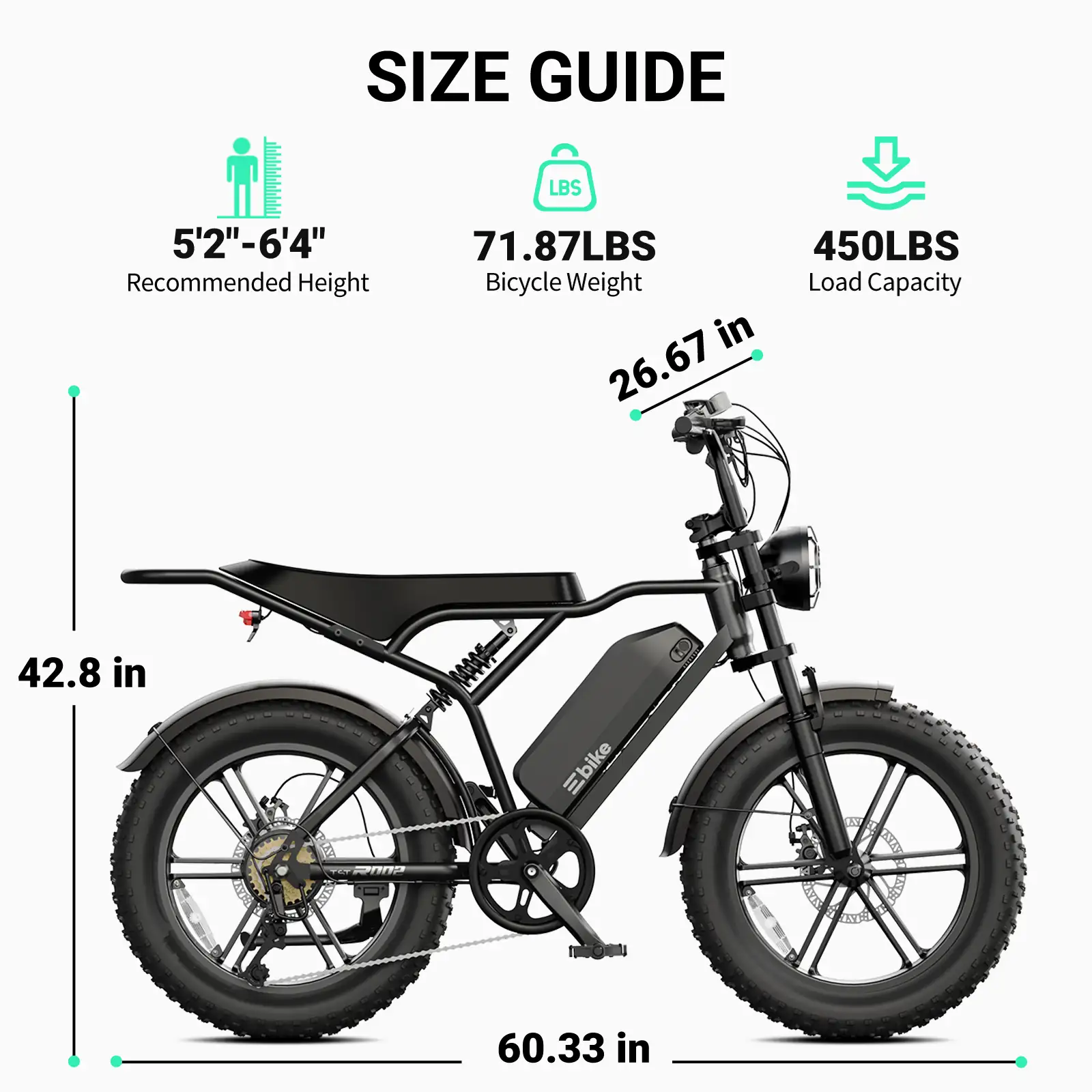 TST® R002 20'' 1500W Full Suspension Moped-style Electric Bike - Image 13