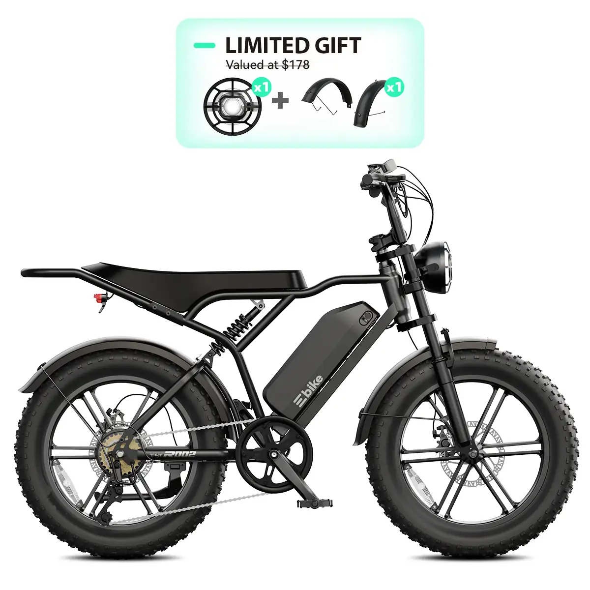 TST® R002 20'' 1500W Full Suspension Moped-style Electric Bike - Image 7
